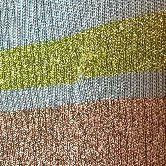 MISSONI 70s Lightweight Rib Knit Colorblock Metallic Stripe Sleeveless Sweater M - Picture 12 of 12